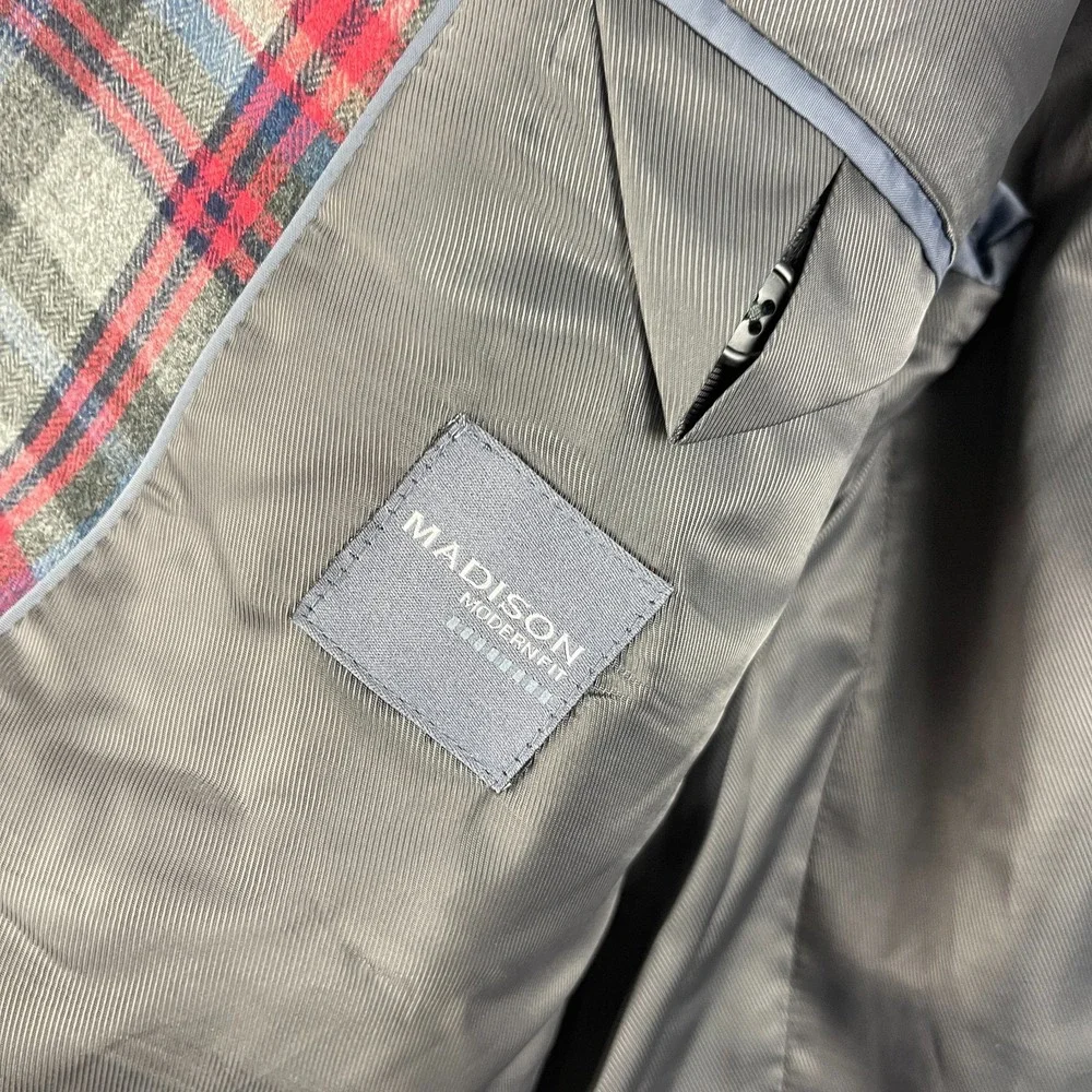 Madison Blazer Sport Coat Mens 42R Plaid Modern Fit 2 Button Preppy Academia